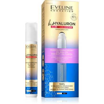 Eveline bioHYALURON 3xRetinol System Anti-Falten Roll Augenlidgel 15ml