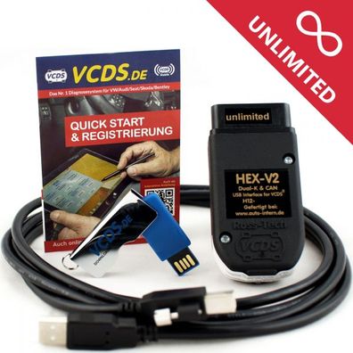 Unlimited - VCDS HEX-V2 Diagnosegerät System Adapter Software VW Audi Seat Skoda