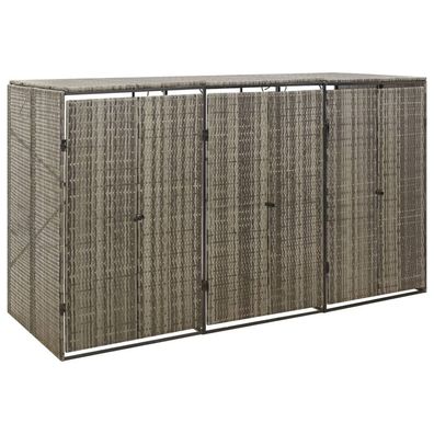 vidaXL Mülltonnenbox für 3 Tonnen Grau 207x80x117 cm Poly Rattan