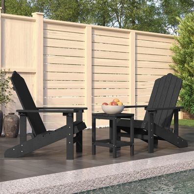 vidaXL Adirondack-Gartenstühle mit Tisch HDPE Anthrazit