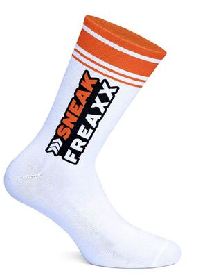 Sneak Freaxx Big Stripe Orange Neon Socks White One Size