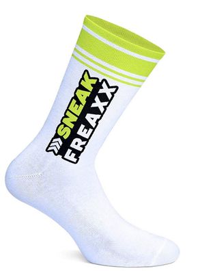 Sneak Freaxx Big Stripe Yellow Neon Socks White One Size