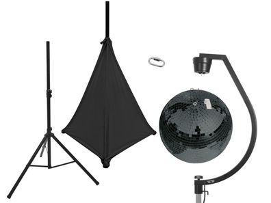 Eurolite Set Spiegelkugel 50cm schwarz mit Stativ und Segel schwarz