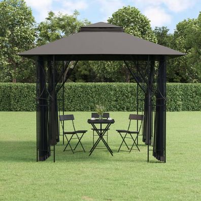 vidaXL Pavillon mit Seitenwänden Anthrazit 300x300x270 cm Stahl