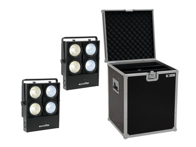 Eurolite Set 2x Audience Blinder 4x100W LED COB CW/WW + Case