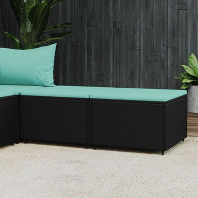 vidaXL Gartenhocker mit Kissen 2 Stk. Schwarz Poly Rattan