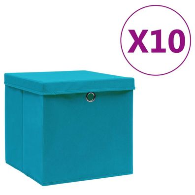 vidaXL Aufbewahrungsboxen mit Deckeln 10 Stk. 28x28x28 cm Babyblau