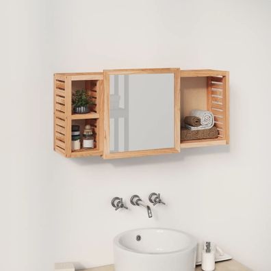 vidaXL Spiegelschrank 80x17x34 cm Massivholz Nussbaum