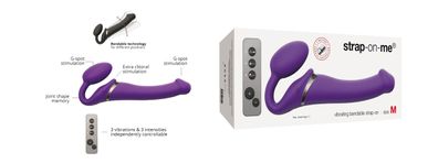 Strap On Me - Strapless Vibrerende Voorbind Dildo - Maat M - Paars