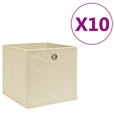 vidaXL Aufbewahrungsboxen 10 Stk. Vliesstoff 28x28x28 cm Creme