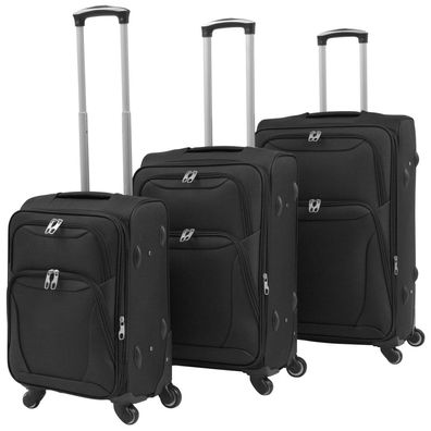 vidaXL 3-tlg. Weichgepäck Trolley-Set Schwarz