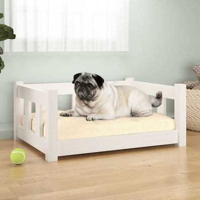 vidaXL Hundebett Weiß 65,5x50,5x28 cm Massivholz Kiefer