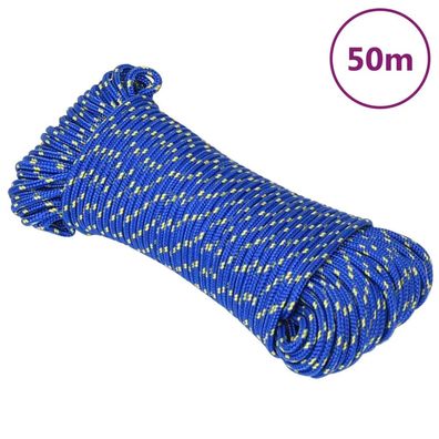 vidaXL Bootsseil Blau 4 mm 50 m Polypropylen