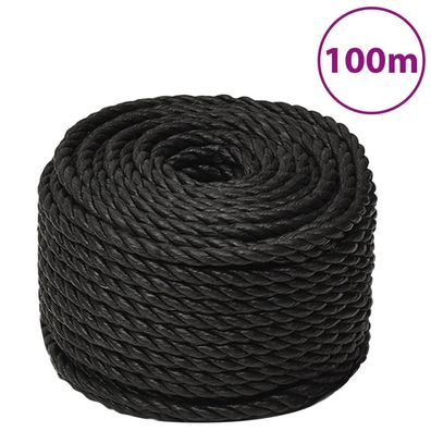 vidaXL Arbeitsseil Schwarz 12 mm 100 m Polypropylen