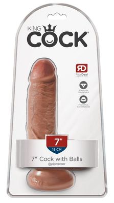 King Cock 7 Cock w Balls Tan