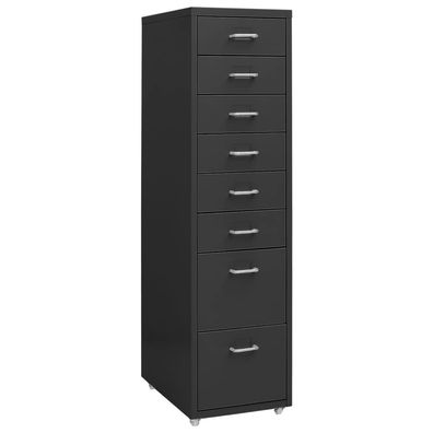 vidaXL Aktenschrank mit Rollen Anthrazit 28x41x109 cm Metall