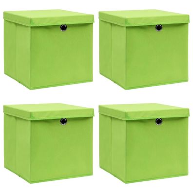 vidaXL Aufbewahrungsboxen mit Deckeln 4 Stk. Grün 32x32x32 cm Stoff