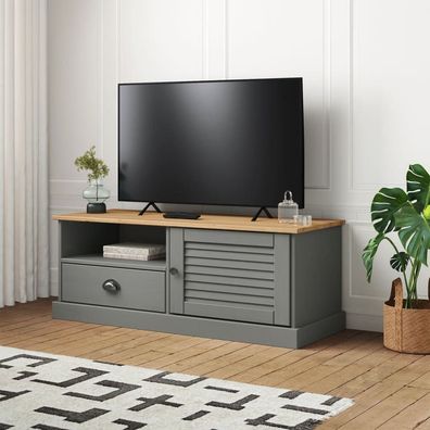 vidaXL TV-Schrank VIGO Grau 106x40x40 cm Massivholz Kiefer