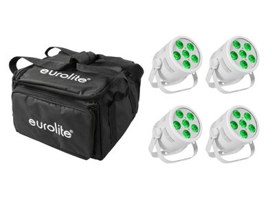 Eurolite Set 4x LED Silent Par 6 QCL Floor ws + Soft-Bag