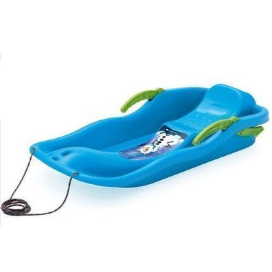 Schlitten Kinderschlitten Rodel Winter Schnee Bremsen blau