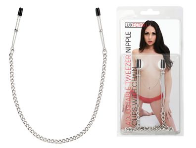 LUX FETISH Adjustable Tweezer Nipple Clips with Chain