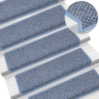 vidaXL Treppenmatten Selbstklebend Sisal-Optik 15 Stk. 65x21x4 cm Blau