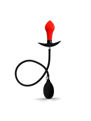 Rude Rider Inflatable Butt Plug Black/Red With Steel Ball Inside