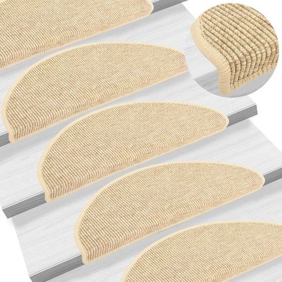 vidaXL Treppenmatten Selbstklebend Sisal-Optik 15 Stk. 65x21x4cm Beige