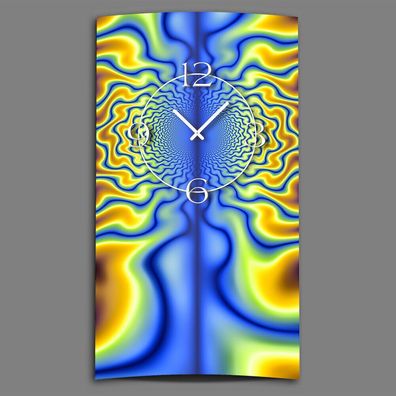 Psychodelic Techno hochkant Designer Wanduhr modernes Wanduhren Design leise ke