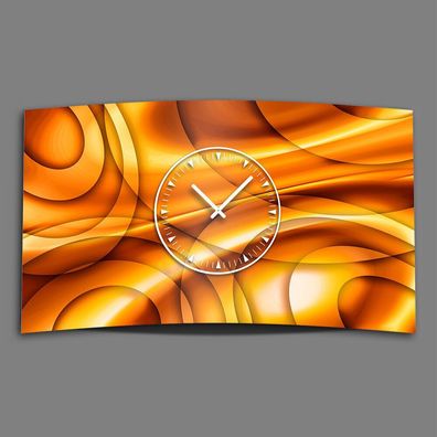 Abstrakt Kreise orange Designer Wanduhr modernes Wanduhren Design leise kein tic