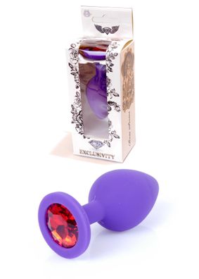 Plug-Jawellery Purple Silikon PLUG Medium- Red Diamond