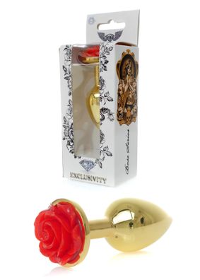 Gold Plug - Jewelery With Rose - Red