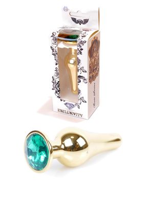 Plug-Jewelery Gold BUTT PLUG- Green