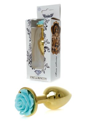 Gold Plug - Jewelery With Rose - Light Blue