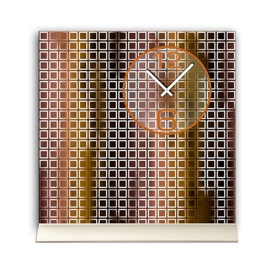 Tischuhr 30cmx30cm inkl. Alu-Ständer -grafisches Design braun Nuancen geräuschlo