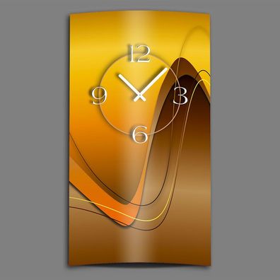 Abstrakt caramel braun hochkant Designer Wanduhr modernes Wanduhren Design leise