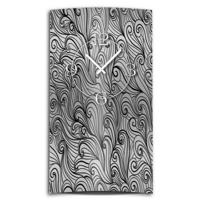 Abstrakt Zendoodle Ornament hochkant Designer Wanduhr modernes Wanduhren Design