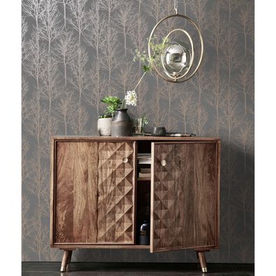 DUTCH Wallcoverings Tapete Rhea Trees Grau und Rotgolden