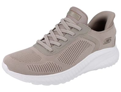 Skechers Slip-ins Bobs Squad Damen Sneaker Schlupfschuhe beige taupe Textil vegan