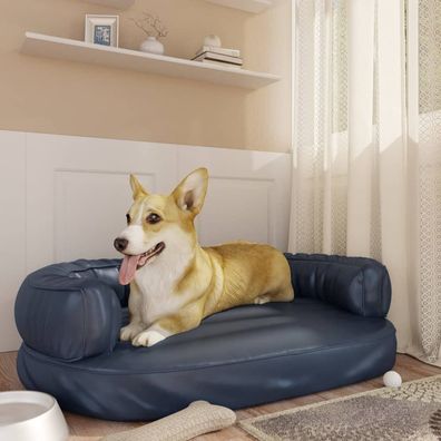 vidaXL Hundebett Ergonomisch Schaumstoff Dunkelblau 88x65cm Kunstleder