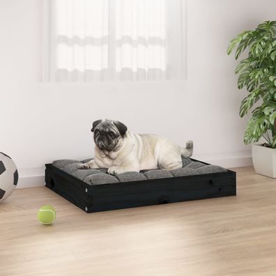 vidaXL Hundebett Schwarz 61,5x49x9 cm Massivholz Kiefer