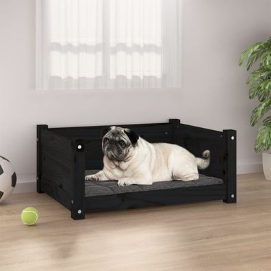 vidaXL Hundebett Schwarz 65,5x50,5x28 cm Massivholz Kiefer