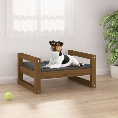 vidaXL Hundebett Honigbraun 55,5x45,5x28 cm Massivholz Kiefer