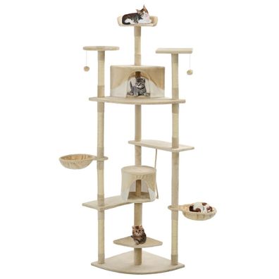 vidaXL Katzen-Kratzbaum Sisal 203 cm Beige und Weiß