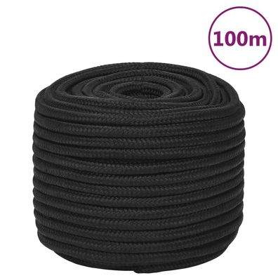 vidaXL Bootsseil Schwarz 14 mm 100 m Polypropylen