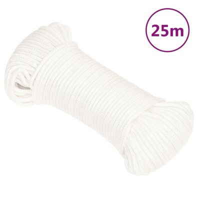 vidaXL Bootsseil Weiß 3 mm 25 m Polypropylen