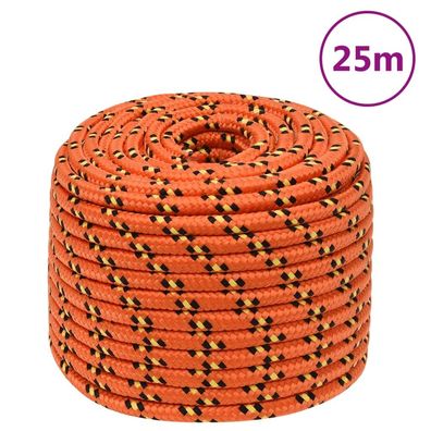 vidaXL Bootsseil Orange 12 mm 25 m Polypropylen