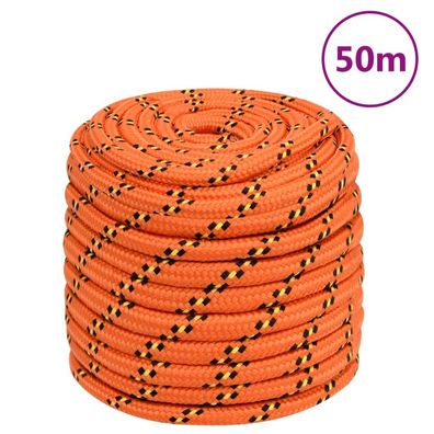 vidaXL Bootsseil Orange 16 mm 50 m Polypropylen