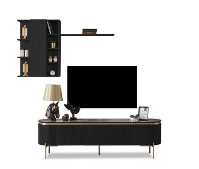 Luxuriös 2Tlg. Wohnzimmer Set Tv Lowboard Und Wandschrank Mit Regal