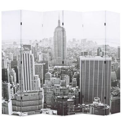 vidaXL Raumteiler klappbar 228 x 170 cm New York bei Tag Schwarz-Weiß